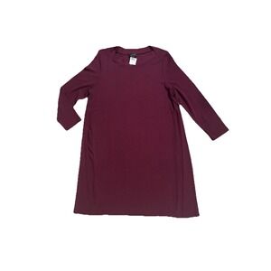 J Jill Wearever Collection Sweater Midi Dress Size XLP Burgundy Casual Boat Neck